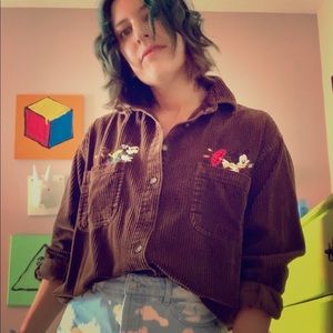 Mickey and Goofy corduroy button up